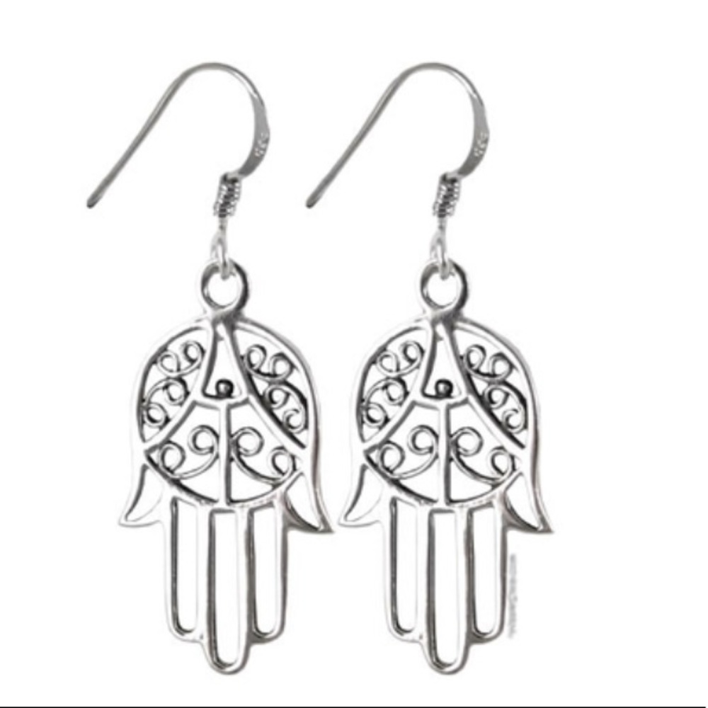 Cute silver hamsa earrings